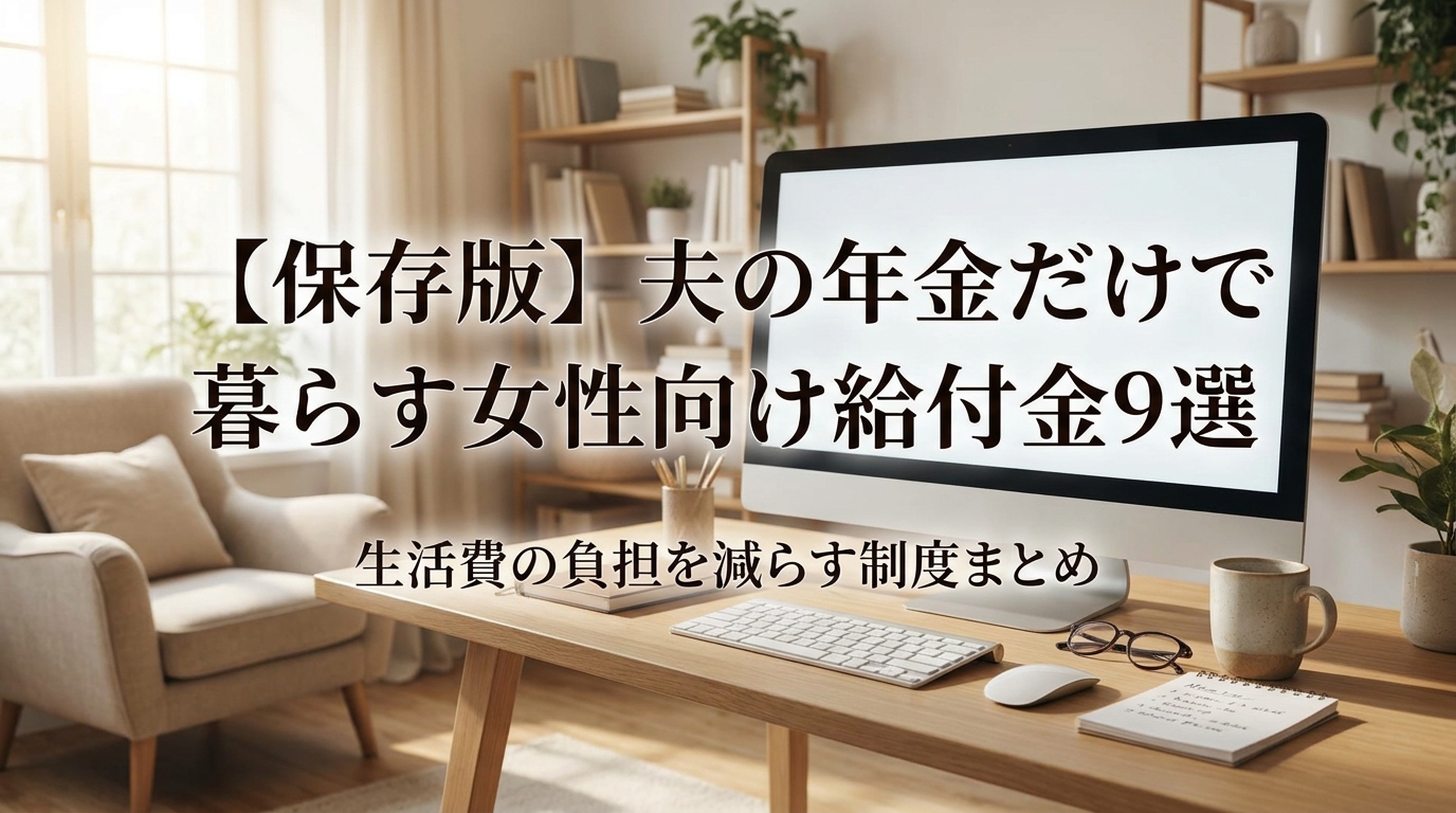 【保存版】夫の年金だけで暮らす女性向け給付金9選｜生活費の負担を減らす制度まとめ