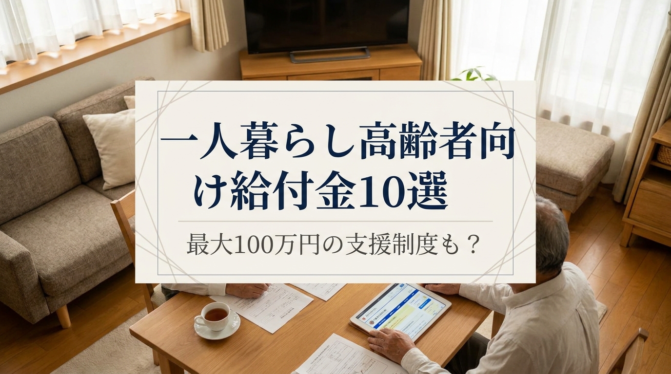 一人暮らし高齢者向け給付金10選｜最大100万円の支援制度も？