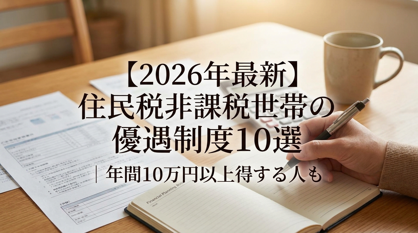 【2026年最新】住民税非課税世帯の優遇制度10選｜年間10万円以上得する人も