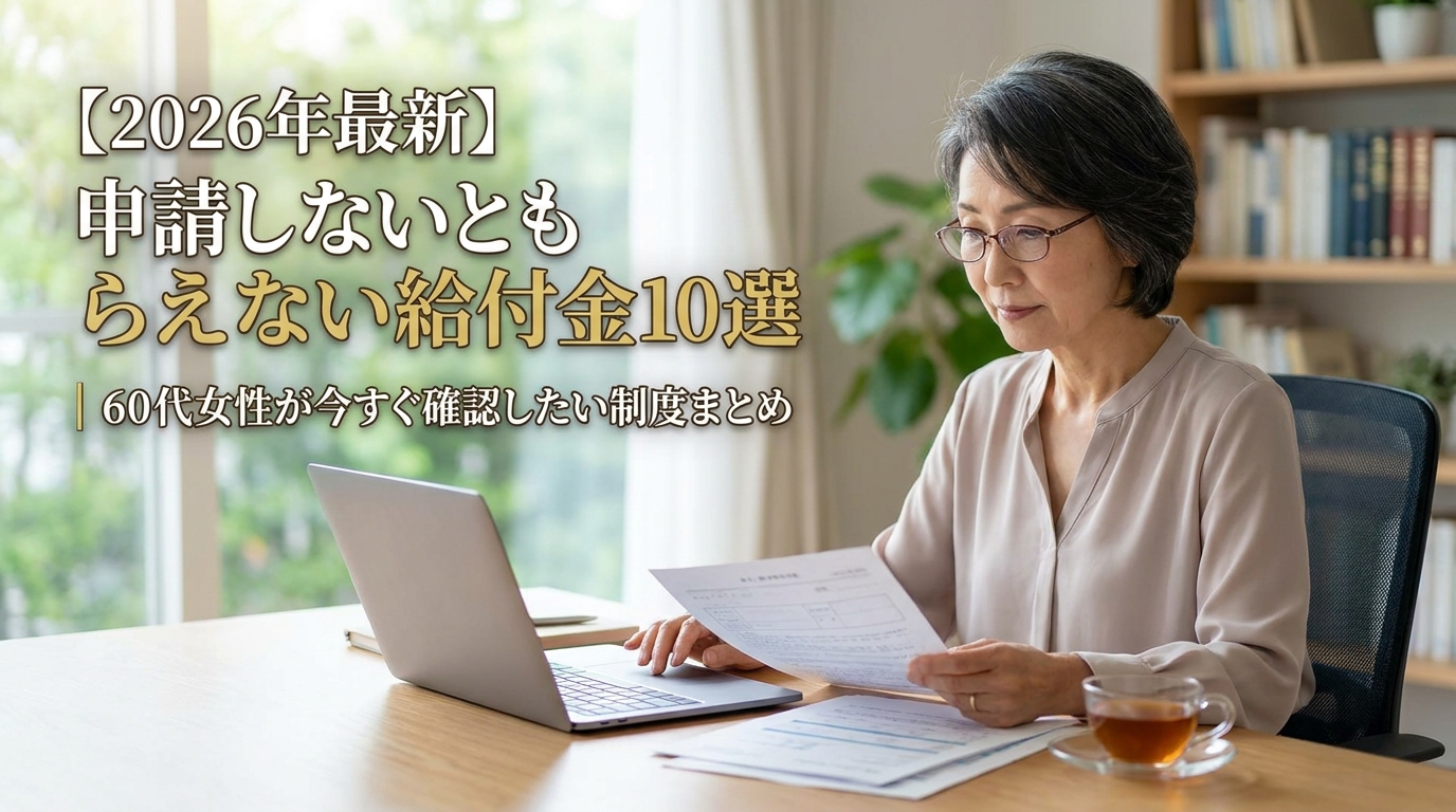 【2026年最新】申請しないともらえない給付金10選｜60代女性が今すぐ確認したい制度まとめ