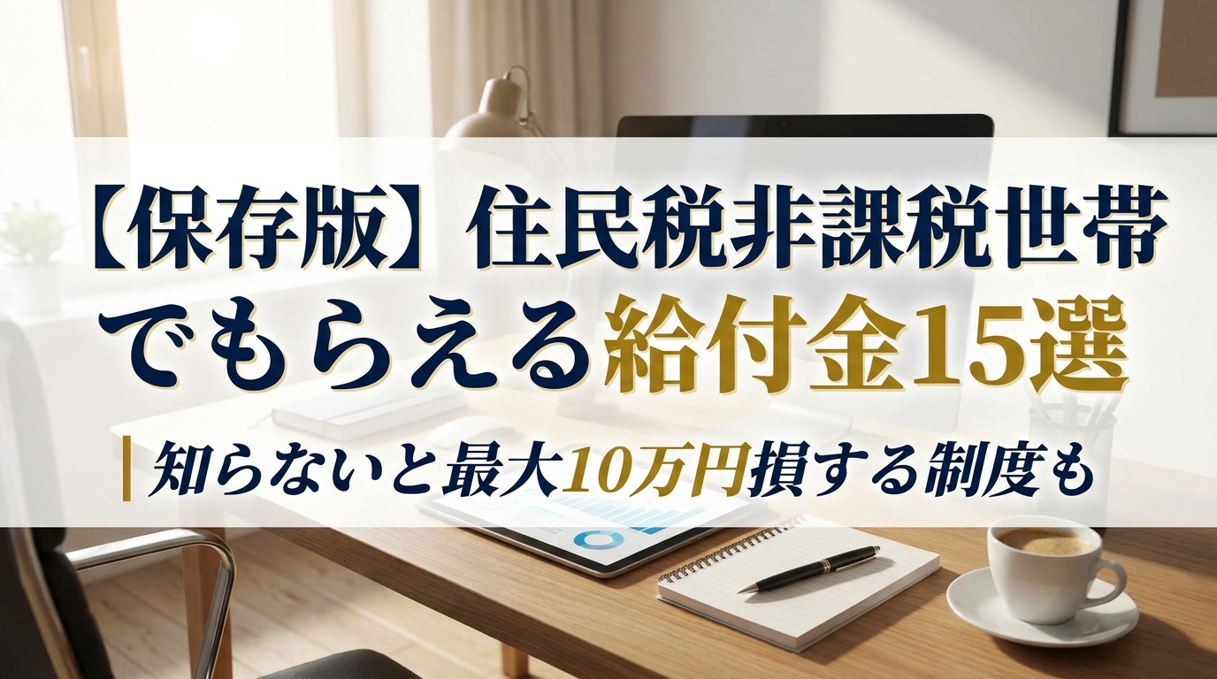 【保存版】住民税非課税世帯でもらえる給付金15選｜知らないと最大10万円損する制度も