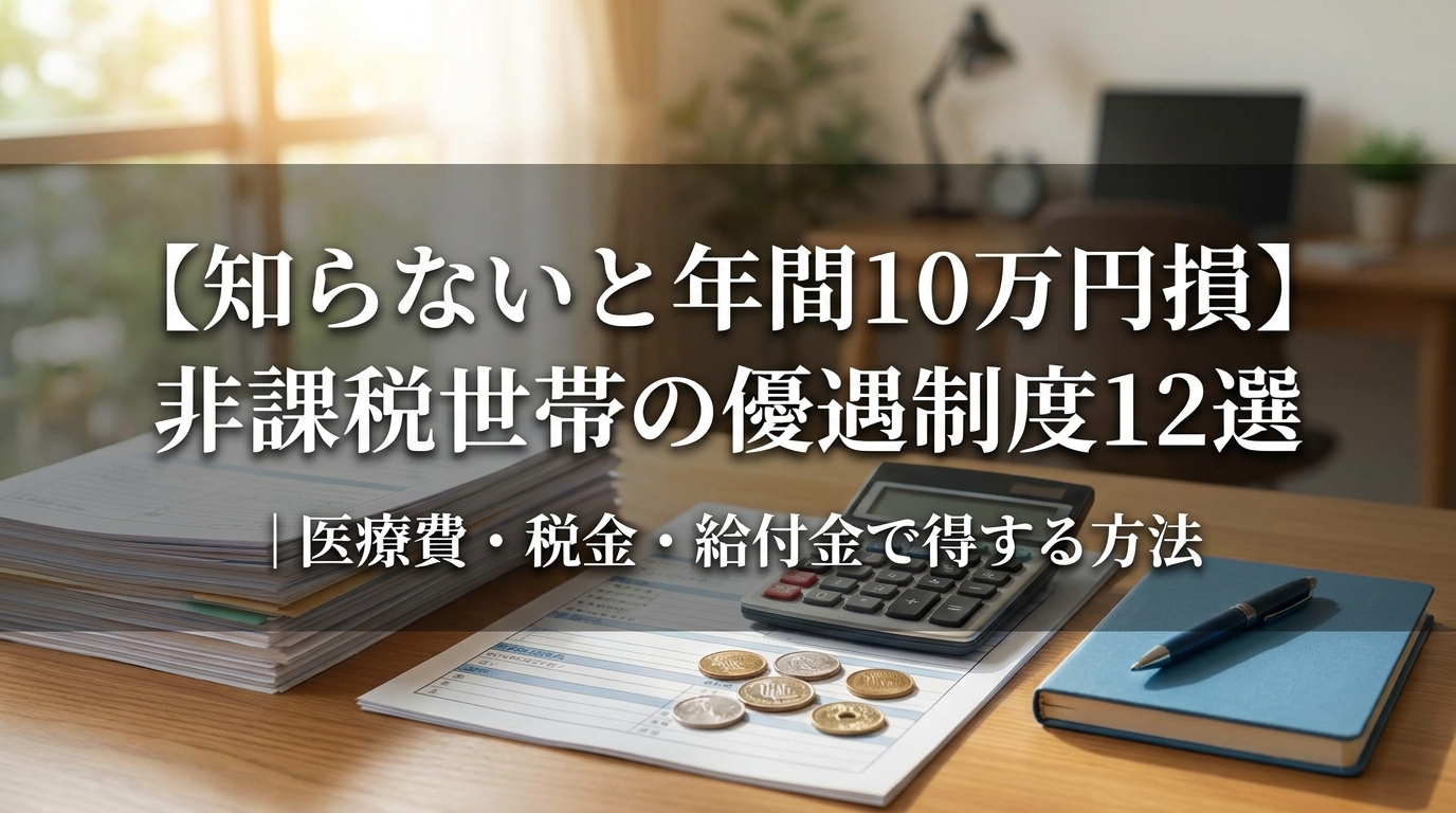 【知らないと年間10万円損】非課税世帯の優遇制度12選｜医療費・税金・給付金で得する方法