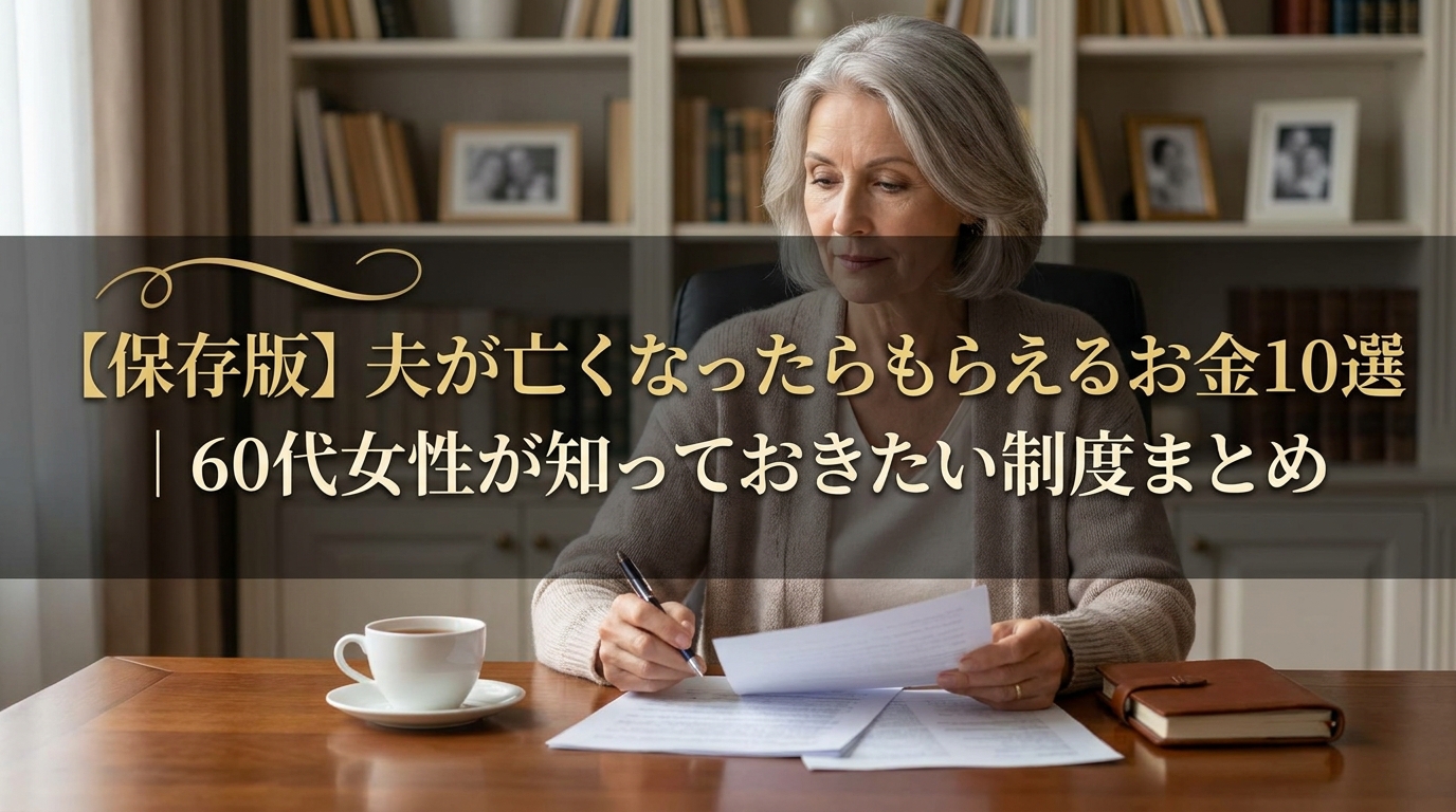 【保存版】夫が亡くなったらもらえるお金10選｜60代女性が知っておきたい制度まとめ