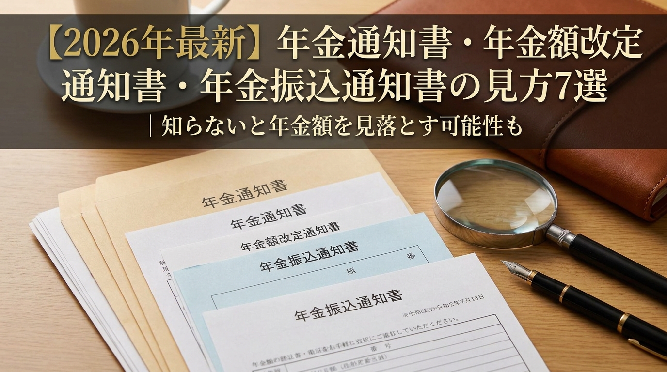 【2026年最新】年金通知書・年金額改定通知書・年金振込通知書の見方7選｜知らないと年金額を見落とす可能性も