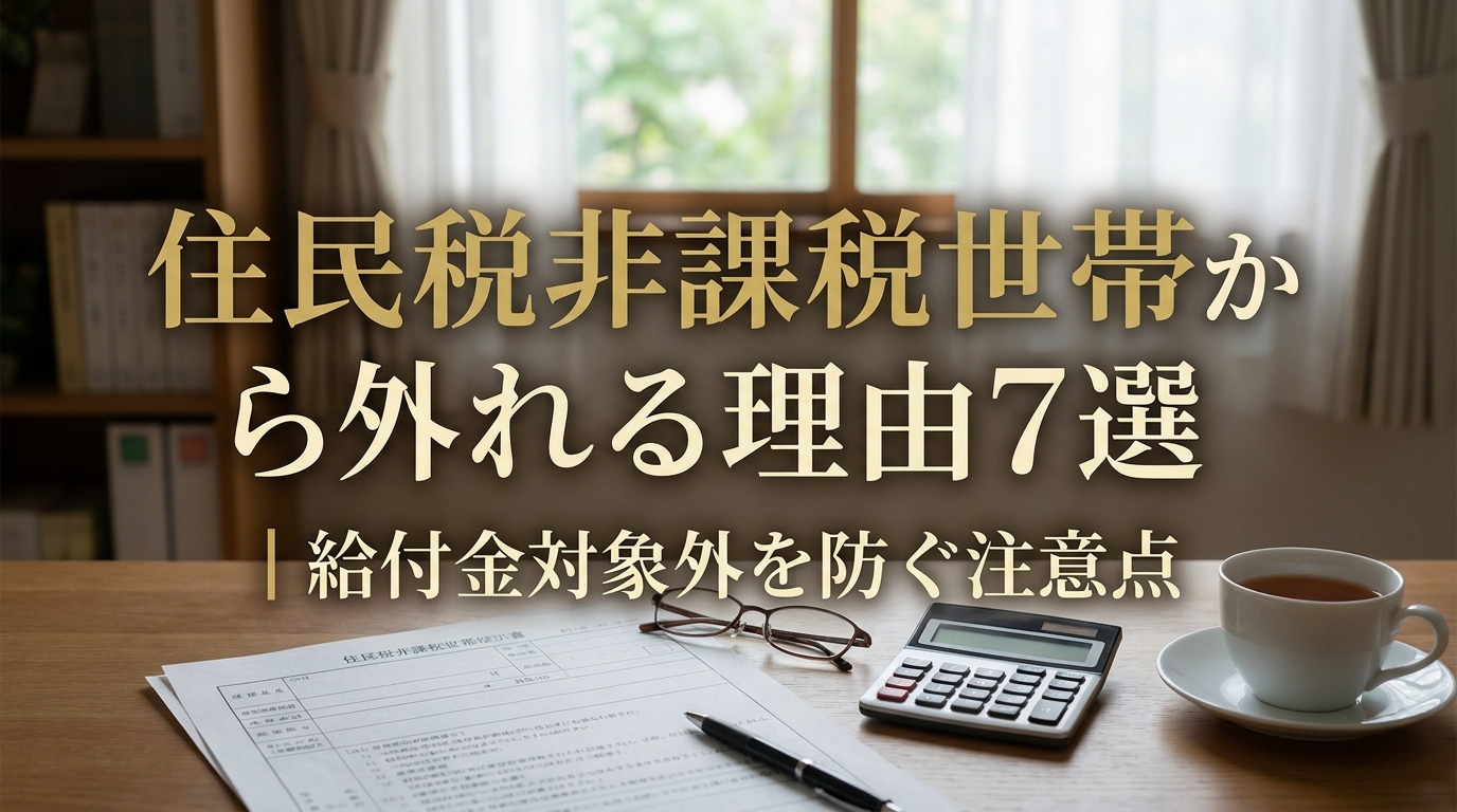 住民税非課税世帯から外れる理由7選｜給付金対象外を防ぐ注意点